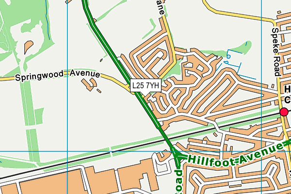 L25 7YH map - OS VectorMap District (Ordnance Survey)