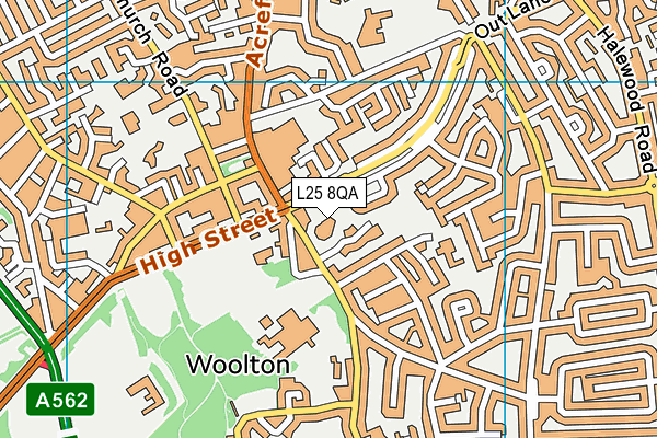 L25 8QA map - OS VectorMap District (Ordnance Survey)