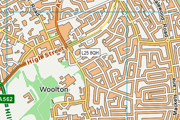 Much Woolton Catholic Primary School map (L25 8QH) - OS VectorMap District (Ordnance Survey)