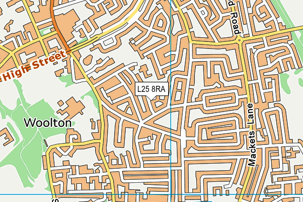 L25 8RA map - OS VectorMap District (Ordnance Survey)