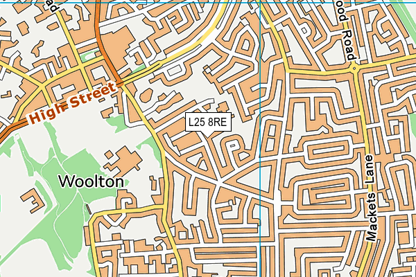 L25 8RE map - OS VectorMap District (Ordnance Survey)