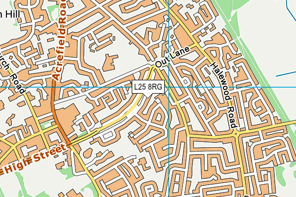 L25 8RG map - OS VectorMap District (Ordnance Survey)