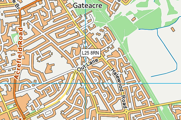 L25 8RN map - OS VectorMap District (Ordnance Survey)