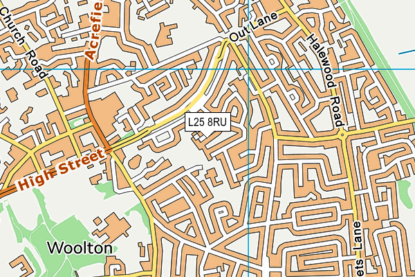 L25 8RU map - OS VectorMap District (Ordnance Survey)