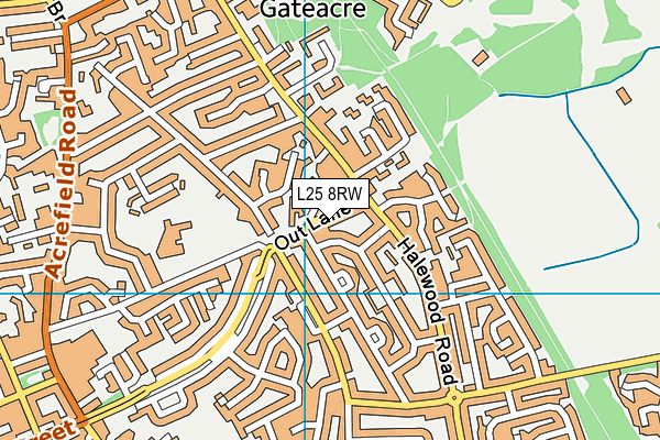 L25 8RW map - OS VectorMap District (Ordnance Survey)