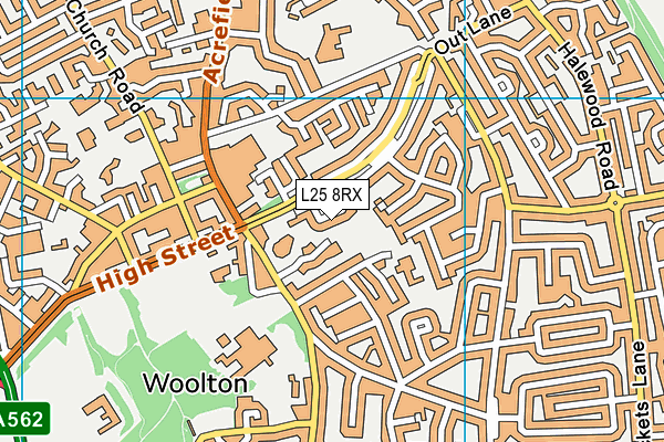 L25 8RX map - OS VectorMap District (Ordnance Survey)