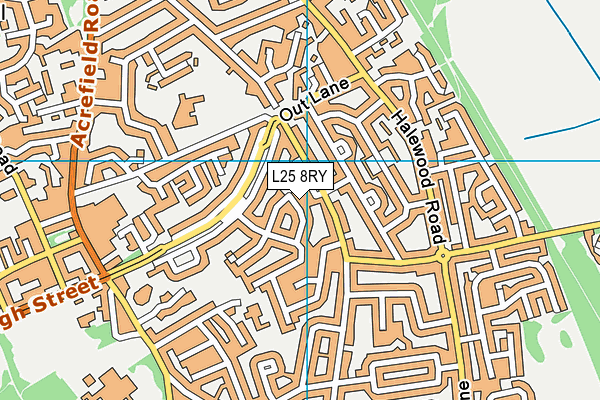 L25 8RY map - OS VectorMap District (Ordnance Survey)