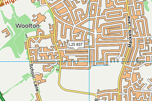 L25 8ST map - OS VectorMap District (Ordnance Survey)