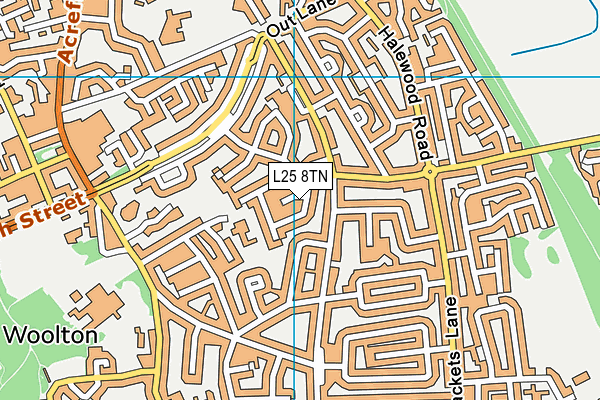 L25 8TN map - OS VectorMap District (Ordnance Survey)