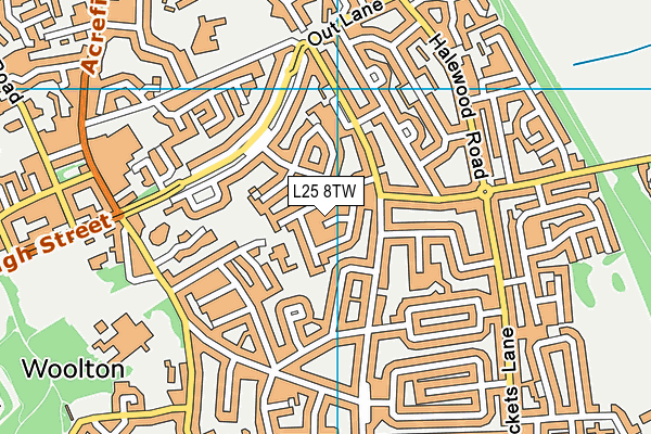 L25 8TW map - OS VectorMap District (Ordnance Survey)