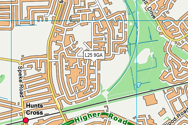 L25 9GA map - OS VectorMap District (Ordnance Survey)