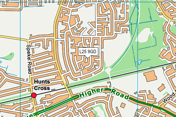 L25 9GD map - OS VectorMap District (Ordnance Survey)