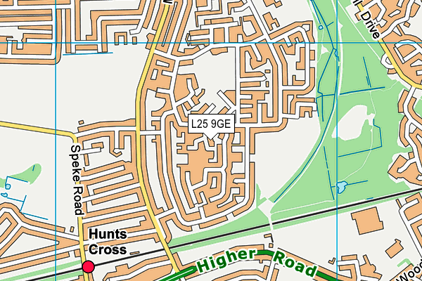 L25 9GE map - OS VectorMap District (Ordnance Survey)