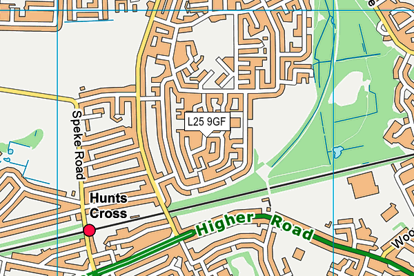 L25 9GF map - OS VectorMap District (Ordnance Survey)