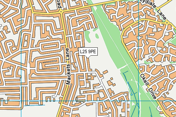 L25 9PE map - OS VectorMap District (Ordnance Survey)
