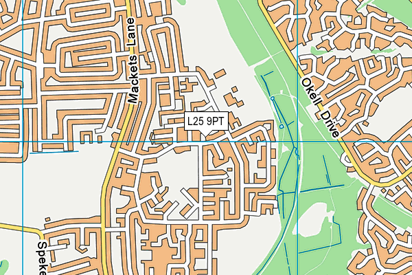 L25 9PT map - OS VectorMap District (Ordnance Survey)