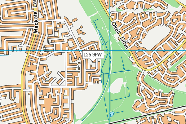 L25 9PW map - OS VectorMap District (Ordnance Survey)