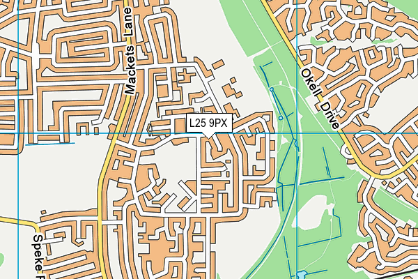 L25 9PX map - OS VectorMap District (Ordnance Survey)