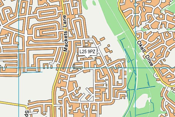 L25 9PZ map - OS VectorMap District (Ordnance Survey)