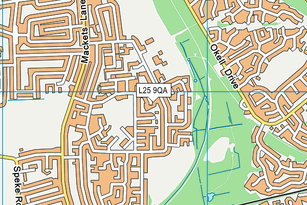 L25 9QA map - OS VectorMap District (Ordnance Survey)