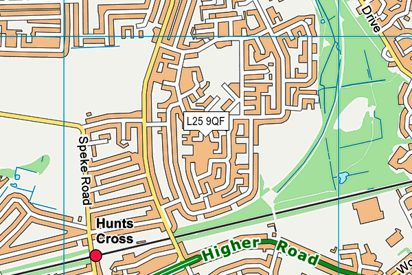 L25 9QF map - OS VectorMap District (Ordnance Survey)