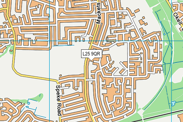 L25 9QR map - OS VectorMap District (Ordnance Survey)