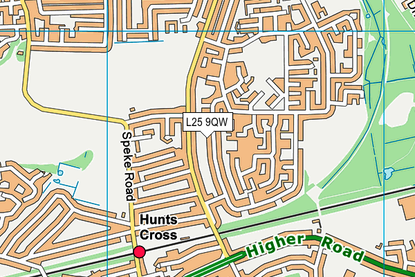 L25 9QW map - OS VectorMap District (Ordnance Survey)