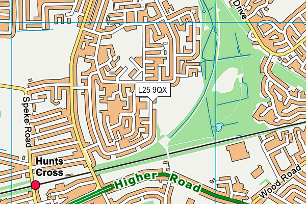 L25 9QX map - OS VectorMap District (Ordnance Survey)