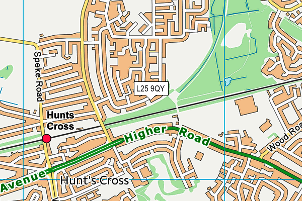 L25 9QY map - OS VectorMap District (Ordnance Survey)