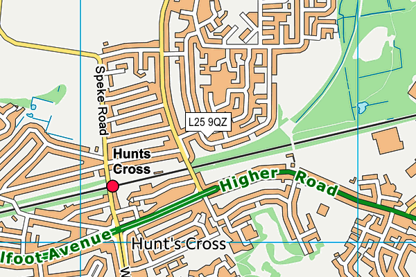 L25 9QZ map - OS VectorMap District (Ordnance Survey)