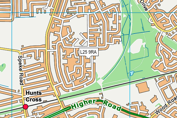 L25 9RA map - OS VectorMap District (Ordnance Survey)