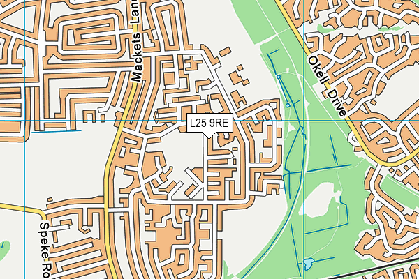 L25 9RE map - OS VectorMap District (Ordnance Survey)