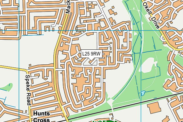 L25 9RW map - OS VectorMap District (Ordnance Survey)