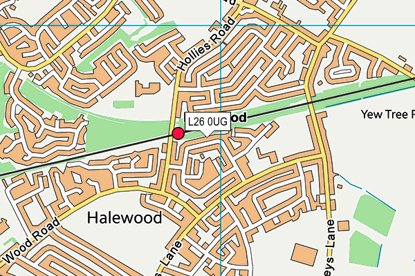 L26 0UG map - OS VectorMap District (Ordnance Survey)