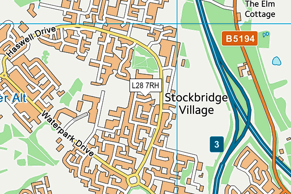 L28 7RH map - OS VectorMap District (Ordnance Survey)