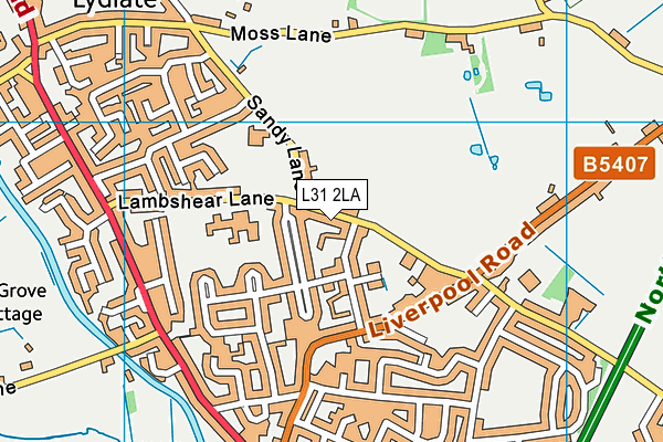 Lydiate Village Centre map (L31 2LA) - OS VectorMap District (Ordnance Survey)