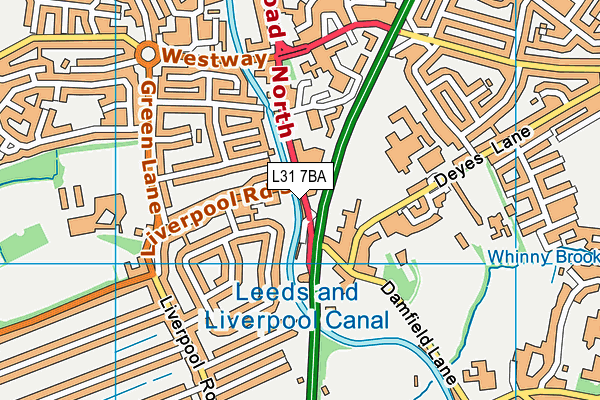 L31 7BA map - OS VectorMap District (Ordnance Survey)