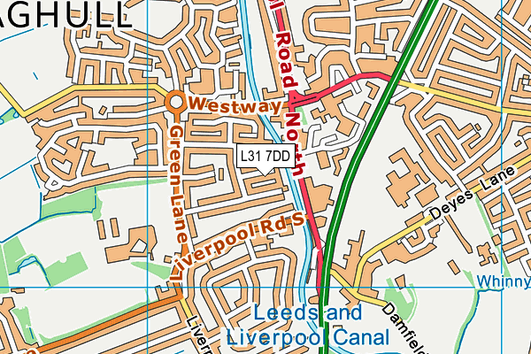 L31 7DD map - OS VectorMap District (Ordnance Survey)