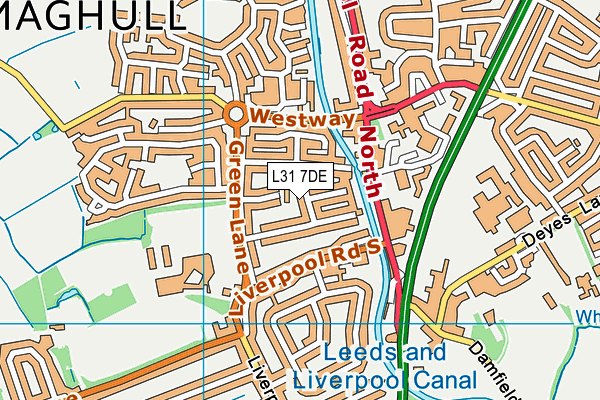 L31 7DE map - OS VectorMap District (Ordnance Survey)