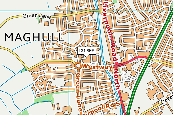 L31 8ES map - OS VectorMap District (Ordnance Survey)