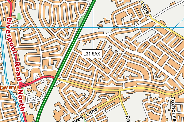 L31 9AX map - OS VectorMap District (Ordnance Survey)