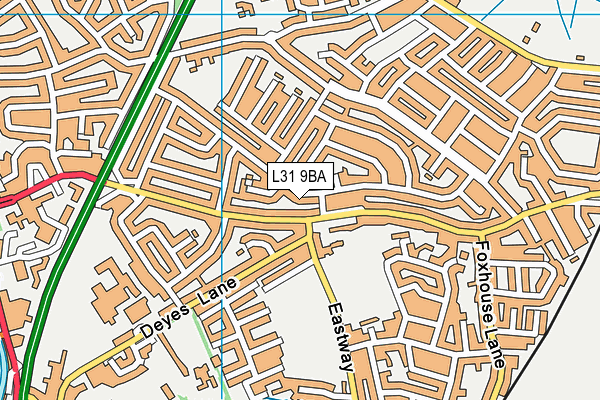 L31 9BA map - OS VectorMap District (Ordnance Survey)