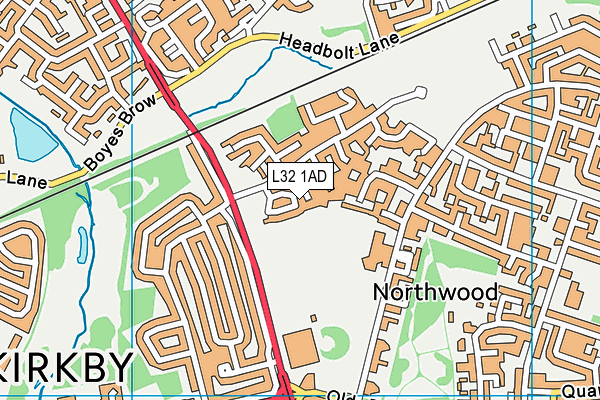 L32 1AD map - OS VectorMap District (Ordnance Survey)
