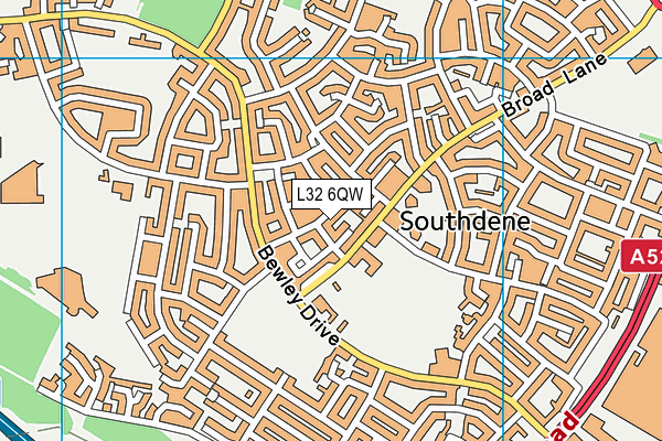 L32 6QW map - OS VectorMap District (Ordnance Survey)