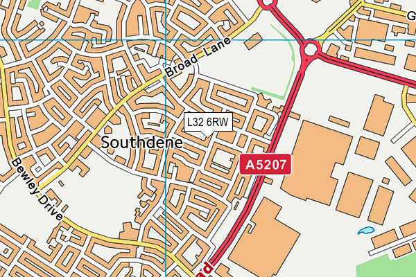 L32 6RW map - OS VectorMap District (Ordnance Survey)