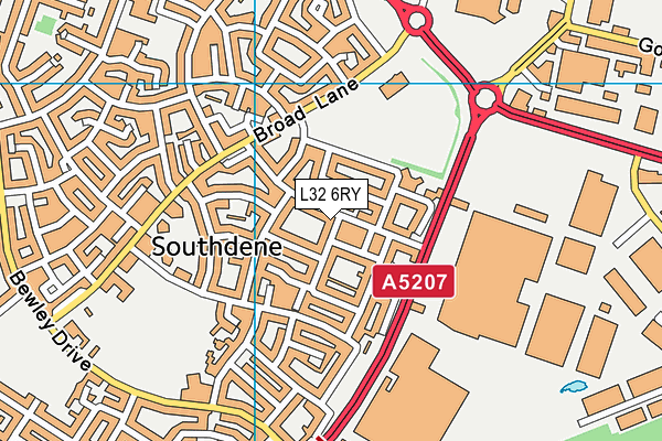 L32 6RY map - OS VectorMap District (Ordnance Survey)