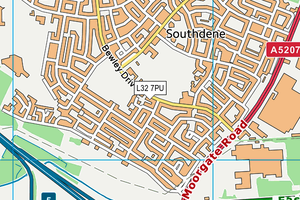 L32 7PU map - OS VectorMap District (Ordnance Survey)