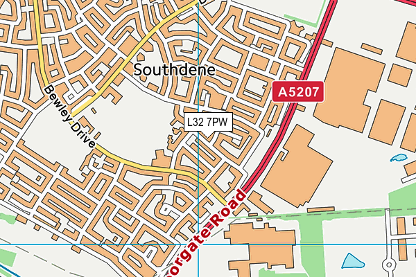 L32 7PW map - OS VectorMap District (Ordnance Survey)