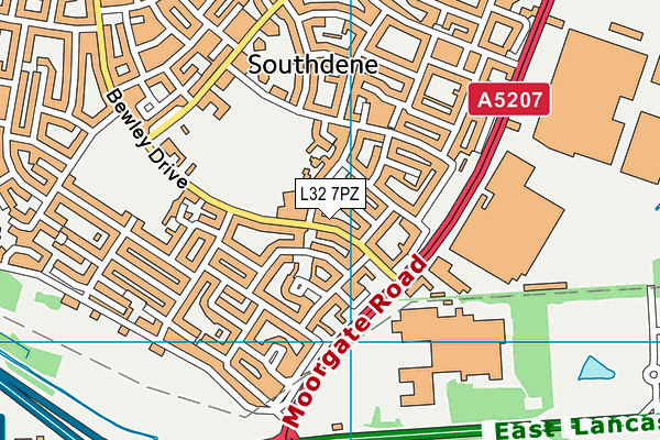 L32 7PZ map - OS VectorMap District (Ordnance Survey)