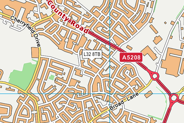 L32 8TB map - OS VectorMap District (Ordnance Survey)